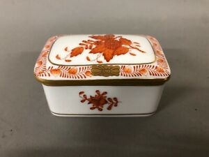 【送料無料】キッチン用品・食器・調理器具・陶器　ヘレンドハンガリー中国ラストブーケトリンケットボックス蓋HEREND Hungary Chinese Rust Bouquet Trinket Box W/Lid 1 1/2 x 3 x 2