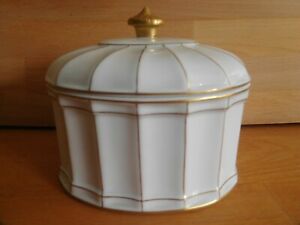 【送料無料】キッチン用品・食器・調理器具・陶器　ビスタアレグレポルトガルホワイトアンドギルトティーキャディVISTA ALEGRE PORTUGAL WHITE AND GILT TEA CADDY