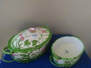 【送料無料】キッチン用品・食器・調理器具・陶器　タラトンボキャセロール料理とグリーンラックの誘惑Temptations by Tara Dragonfly Casserole Dishes With Matching Green Racks｜hokushin