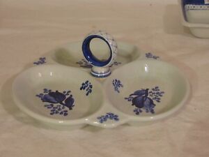 【送料無料】キッチン用品・食器・調理器具・陶器 Royal Copenhagen Denmark Faience Tranquebar Blue 3 Part Relish Dish Bowl #1432|hokushin