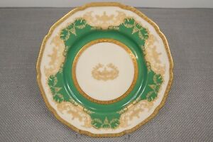 【送料無料】キッチン用品・食器・調理器具・陶器　ブラックナイトアダムグリーンゴールド覆われたディナープレートウルン送料無料Black Knight Adam Green Gold Encrusted Dinner Plate 10 1/2 D Urn Free Shipping｜hokushin