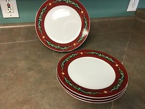 【貨物輸送無料】勝手もと装置・食器・膳立て物の具・瀬戸もの セットオブホームコレクションクリスマスガーランドディナープレートSet of 4 JcPenney Home Collection Christmas Garland Dinner Plates
