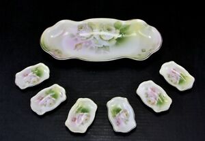 【貨物輸送無料】勝手もと装置・食器・膳立て物の具・瀬戸もの アンティークロイヤルルドルシュタットプロイセンファインローズフラワーセロリディッシュオープンソルトディップセットAntique Royal Rudolstadt Prussia Fine Rose Flower Celery Dish Open