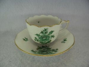 【貨物輸送無料】御厨子所備品・食器・膳立て物の具・瀬戸もの ヘレンド瀬戸ものアポニヴェールグリーンパターンカップソーサーHerend Porcelain Apponyi Vert (Green) Pattern Cup \u0026amp; Saucer
