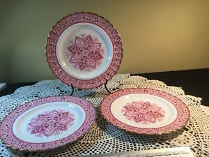 【貨物輸送無料】勝手もと装置・食器・膳立て物の具・瀬戸もの スポデスのプリムローズディナープレートの書き割りはゴールドで切り調えるSet Of 3 Spodes’s Primrose 10 5/8” Dinner Plates Trimmed In Gold