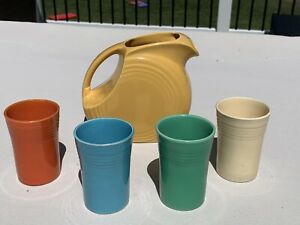 【送料無料】キッチン用品・食器・調理器具・陶器 レアオリジナルフィエスタ焼ジュースセットピッチャーカップRare Original Fiesta ware Juice Set Pitcher & Cups