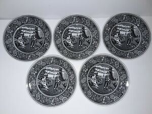 【送料無料】キッチン用品・食器・調理器具・陶器　ウッドマンブラックパンとバタープレート新品SPODE WOODMAN BLACK 5 BREAD AND BUTTER PLATES NEW