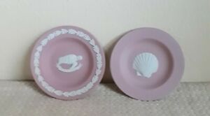 【貨物輸送無料】勝手もと装置・食器・膳立て手道具・瀬戸もの ヴィンテージウェッグウッドピンクジャスパーウェアラウンド佩び物お皿イングランドVintage Wedgwood Pink Jasperware 2 Round Trinket Plates England