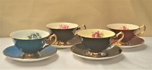 【貨物輸送無料】御厨子所備品・食器・膳立て物の具・瀬戸もの ワイドマウスキャビネットティーカップソーサーエリザベスマジェスティックバラギルトボーン中国4x  Wide Mouth Cabinet Tea Cup Saucer Elizabethan Majestic Roses Gilt Bone Ch