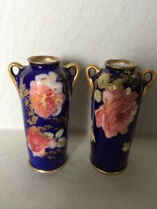 【貨物輸送無料】御厨子所備品・食器・膳立て物の具・瀬戸もの レア×ロイヤル・ダルトンミニチュアフローラル花立てパッティング**RARE** 2 x Royal Doulton Miniature Floral Vases (Pat No. HB5927)