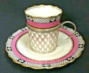 【送料無料】キッチン用品・食器・調理器具・陶器　スターリングシルバークレードルエインズリーデミタッセコーヒーデュオバーミンガムコンディット STERLING SILVER CRADLED AYNSLEY DEMI TASSE COFFEE DUO BIRMINGHAM 1924 VG CON