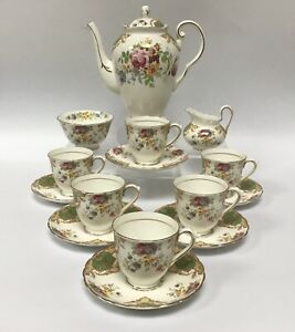 【貨物輸送無料】御厨子所備品・食器・膳立て物の具・瀬戸もの プロヴァンス行動様式の人の利得のヴィンテージ・タスカン・チャイナ・コーヒーセットVintage Tuscan China Coffee Set For Six Persons In The Provence Pattern