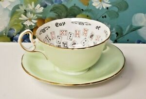 【送料無料】キッチン用品・食器・調理器具・陶器 アインズリー・ティーカップソーサー「知識のカップ」ミントフォーチュン・ビンテージAYNSLEY TEA CUP & SAUCER THE CUP OF KNOWLEDGE MINT FORTUNE TELLING VINTAGE|hokushin