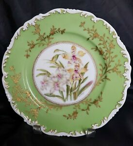 【送料無料】キッチン用品・食器・調理器具・陶器 アンティークリモージュフランス手描きオルプレートアーティストレアANTIQUE T&V LIMOGES FRANCE HAND PAINTED ORHIDS PLATE SIGNED BY ARTIST RARE #1|hokushin