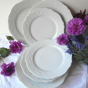 【送料無料】キッチン用品・食器・調理器具・陶器 六つのリモージュ磁器のプレートのセット。ヴィンテージリモージュホワイトディナープレート。Set of Six Limoges Porcelain Plates. Vintage Limoges White Dinner Plates.