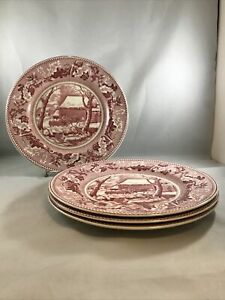 【貨物輸送無料】勝手もと装置・食器・膳立て物の具・瀬戸もの ジョンソンブラザーズ有りがたさ祭氷るさくら色晩さん会一皿の書き割りSet of 4 Johnson Bros. Thanksgiving Frozen Up Pink Dinner Plates * (M3)