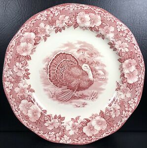【貨物輸送無料】勝手もと装置・食器・膳立て手道具・瀬戸もの ウェジウッドレッドピンクトランスファーウェアトルコディナープレートWedgwood WW34 Red Pink Transferware Turkey 11” Dinner Plate # 1