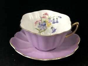 【送料無料】キッチン用品・食器・調理器具・陶器　シェリーパープルワイルドフラワーストラトフォードカップソーサーShelley Purple Wild Flowers Stratford Cup & Saucer