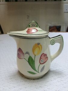 【送料無料】キッチン用品・食器・調理器具・陶器　ヴィンテージホーマーラフリンウェルズチューリップデカールシルバートリムシロップ損傷なしVintage Homer Laughlin Wells Tulips Decal with Silver Trim Syrup Undamaged 29,850円
