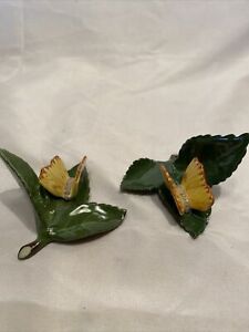 【送料無料】キッチン用品・食器・調理器具・陶器　ヘレンドハンガリー磁器手描き蝶の葉の場所カードホルダー2- Herend Hungary Porcelain Hand Painted Butterfly Leaf Place Card Holders｜hokushin