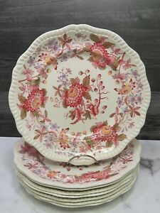 【送料無料】キッチン用品・食器・調理器具・陶器　コープランド・スポデ・アスター・レッド・ディナープレートのセットSet of 8 Copeland Spode Aster Red Dinner Plates 10.5｜hokushin