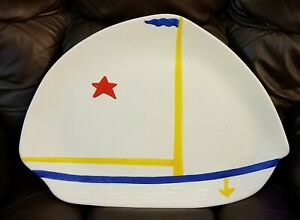 【送料無料】キッチン用品・食器・調理器具・陶器　メトロックス大型航海ヨット形プラッタプレートレア珍しい委託METLOX LARGE NAUTICAL SAILBOAT SHAPED PLATTER PLATE-RARE &amp; UNUSUAL-COMMISSIONED?｜hokushin