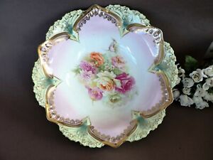 【送料無料】キッチン用品・食器・調理器具・陶器　アールヌーボープロイセンボウルとバラArt Nouveau RS Prussia Bowl with Roses