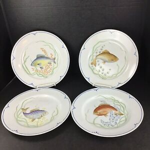 【送料無料】キッチン用品・食器・調理器具・陶器　フィッツフロイド魚のディナープレート。のセット1979 Fitz & Floyd LA MER Fish Dinner Plates. Set of 4