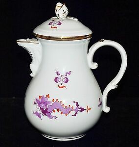 【送料無料】キッチン用品・食器・調理器具・陶器　値下げコーヒーポットマイセン、ドラゴン、パープル、ハンドペイント、ファイファー時代Price Cut Coffee Pot Meissen, Dragon, Purple, Hand Painted, Pfeiffer Era｜hokushin