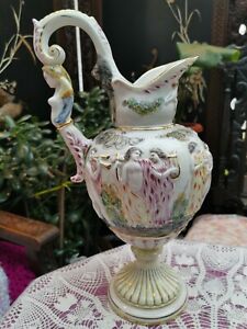【送料無料】キッチン用品・食器・調理器具・陶器　●非常大カポディモンテ磁器リリーフジャグピッチャーハンド塗装VERY LARGE CAPODIMONTE M.A.S. PORCELAIN RELIEF JUG/ PITCHER HAND PAINTED 42cm画像