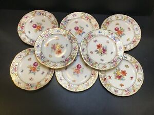 【送料無料】キッチン用品・食器・調理器具・陶器　シューマン皇后ドレスデンパンとバタープレート8 Schumann Empress Dresden Bread and Butter Plates EUC｜hokushin