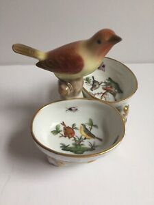 【送料無料】キッチン用品・食器・調理器具・陶器　ヘレンドロスチャイルドバードダブルソルトディップパターンHerend Rothschild Bird Double Salt Dip Pattern 257｜hokushin