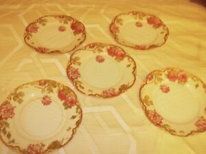 【貨物輸送無料】勝手もと装置・食器・膳立て物の具・瀬戸もの アンティーク・ハビランド瀬戸ものインチプレートピンクドロップローズゴールドギルトトリム5 Antique HAVILAND Porcelain 8.5 Plate PINK Drop ROSE Gold GILT Trim