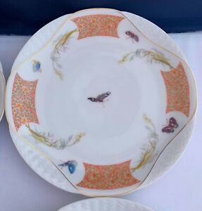 【送料無料】キッチン用品・食器・調理器具・陶器　希少年代ハビランドリモージュサラダプレートメドウビジターの珍しいセットRARE *UNUSAL SET OF 6 1880's HAVILAND LIMOGES SALAD PLATES MEADOW VISITOR 7 1/4