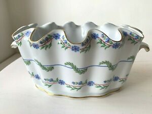 【送料無料】キッチン用品・食器・調理器具・陶器　モッタヘデコーンフラワーガーランドキャッシュポットプランター花瓶ボウル大Vtg Mottahedeh Cornflower Garland Cache Pot Planter Vase Bowl LARGE EXC