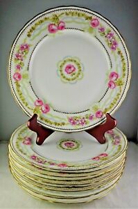 【送料無料】キッチン用品・食器・調理器具・陶器　アンティークリモージュ陶器エリートフランスディナープレート大きなバラダブルゴールド7 Antique Limoges Porcelain Elite France Dinner Plates Large Roses Double Gold｜hokushin