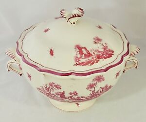 【送料無料】キッチン用品・食器・調理器具・陶器　フランスペイシャスローズ大きな足で覆われたボウルスープチューリーンGien China France Paysages Roses Large Footed Covered Bowl Soup Tureen W/Lid EUC