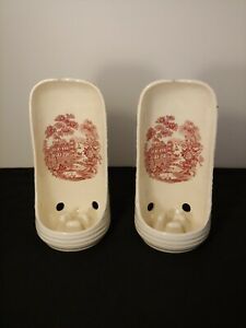 【貨物輸送無料】勝手もと設備・食器・膳立て手道具・瀬戸もの ロイヤル・スタッフォードシャー・クラリス・クリフ・トンキン・レッド・チェンバレン・キャンドルホルダー(2) Royal Staffordshire Clarice Cliff Tonquin Red Chamberstick Candle Ho