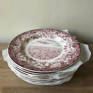 【貨物輸送無料】御厨子所備品・食器・膳立て物の具・瀬戸もの ウェジウッドハーバード分科大学晩さん会一皿のラブリーセットLovely Set of 8 Wedgwood Harvard University Dinner Plates