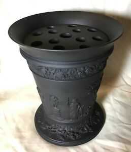 【貨物輸送無料】勝手もと設備・食器・膳立て手道具・瀬戸もの ウェドグウッドラージ玄武岩ジャスパーポットプーリキャッシュポット花立てWEDGWOOD C1935/45 LARGE 7 BASALT JASPER POT POURRI CACHE POT VASE