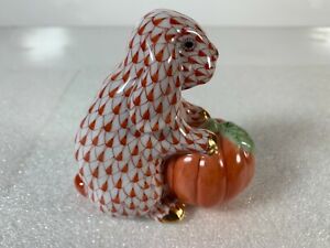 【貨物輸送無料】御厨子所装具・食器・膳だて物の具・瀬戸もの ヘレンオータムパングラビウサギフィギュアラストフィッシュネットHerend Autumn Pumpkin Bunny Rabbit Figurine Rust Fishnet 16006