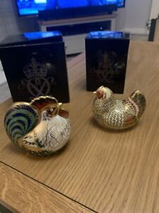 【貨物輸送無料】御厨子所備品・食器・膳立て物の具・瀬戸もの ロイヤルクラウンダービー制限事項版ファームヤードヘンコッケルペーパーウェイトボックス化Royal Crown Derby Limited Edition Farmyard Hen \u0026amp; Cockerel Paperweights - Boxe
