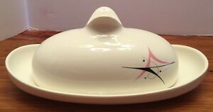 【貨物輸送無料】御厨子所装具・食器・膳だて物の具・瀬戸もの エヴァツァイゼルハーレクインバターディッシュ付き添い人取りまかなう、ホールクラフトホール優れた断わり書きEva Zeisel Harlequin Butter Dish w/ Cover, Hallcraft (Hall)-EXCELLENT CONDITION