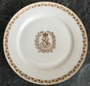 【貨物輸送無料】御厨子所備品・食器・膳立て物の具・瀬戸もの アンティークドレア瀬戸ものナポレオンモノグラムプレートantique dorea 55 S40 SEVRES porcelain NAPOLEON monogrammed 24.6糎 PLATE