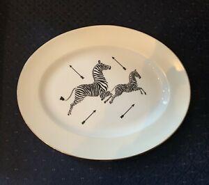 【貨物輸送無料】御厨子所装具・食器・膳だて物の具・瀬戸もの レノックス中国スカラアンドレゼブラスプラチナオーバルプラッター事あたらしいタグファーストクオリティLenox China Scalamandre ZEBRAS PLATINUM Oval Platter New with Tag First Qual