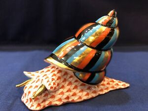 【貨物輸送無料】御厨子所装具・食器・膳だて物の具・瀬戸もの ヘレンドフィギュア大海原スナイユ錆オレンジフィッシュネットHerend Figurine - Large Sea Snaill - Rust /Orange Fishnet