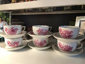 【貨物輸送無料】勝手もと装置・食器・膳立て物の具・瀬戸もの ヘレンドハンガリーブーケドチューリップラスベリーピンクカップソーサーHerend Hungary Bouquet de Tulip Rasberry Pink Cup \u0026amp; Saucer (6)