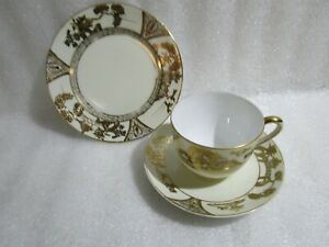 【送料無料】キッチン用品・食器・調理器具・陶器　ヴィンテージ年代のノリタキゴールドウィローティートリオ、カップ、ソーサーサイドプレートVintage 1930's Noritake Gold Willow Tea Trio ,Cup ,Saucer & Side Plate a No