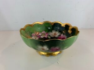 【貨物輸送無料】御厨子所装具・食器・膳だて物の具・瀬戸もの アンティークリモージュ瀬戸もの手ペンキ塗りピッカードボウル花のかざり付けるAntique T\u0026amp;V Limoges Porcelain Hand Painted Pickard Bowl with Floral Decorations