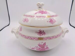 【貨物輸送無料】御厨子所装具・食器・膳だて物の具・瀬戸もの ヘレンドハンガリーラズベリー中国の胸花ゴールドトリムカバーラウンドチューリーンHEREND HUNGARY RASPBERRY CHINESE BOUQUET GOLD TRIM-COVERED ROUND TUREEN